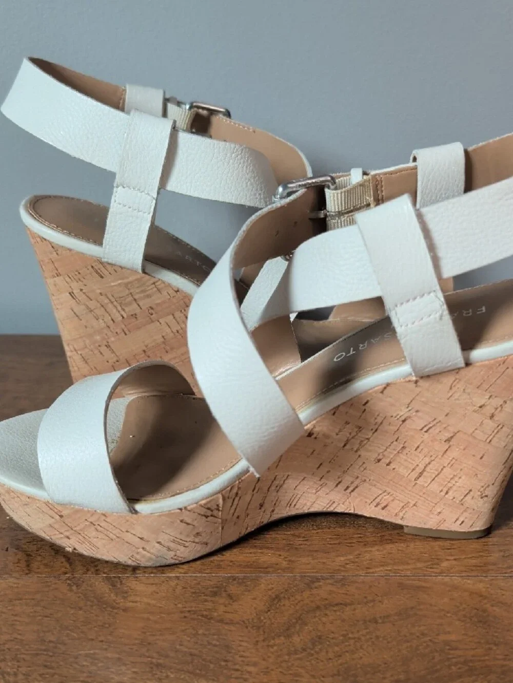 Franco Sarto White Cork Wedge Espadrilles
